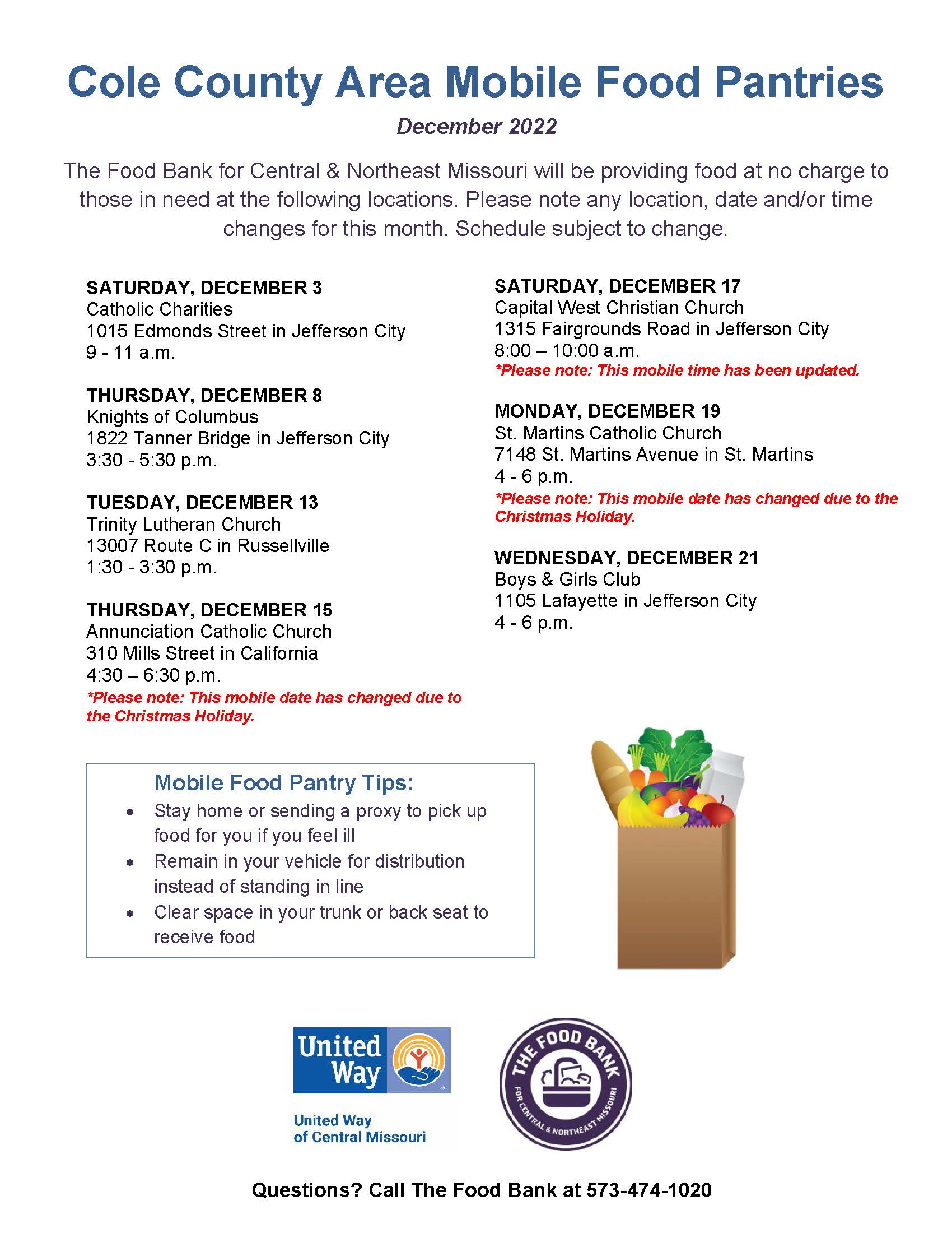 December Mobile Food Pantry United Way of Central Missouri